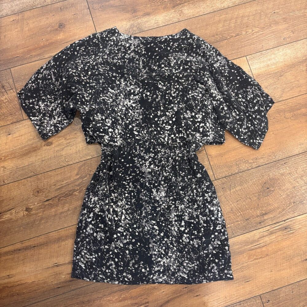 No. 6 Store Black/White Spray 100% Silk Mini Dress Women's Size 1 / USA Luxury - Picture 2 of 8